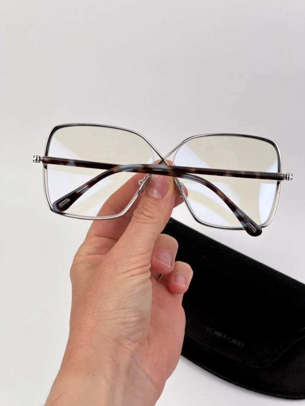 Tom Ford FT5841-B 016 Eyeglasses Palladium Oversized Butterfly Frame